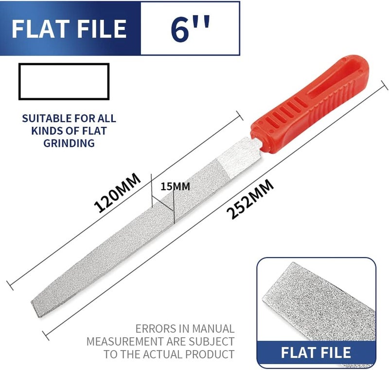 Baisiky 6'' inch Diamond Coated Flat File Plastic Handle Hand Tools for Grinding on Glass, Stone, Marble, Rock, Bone,120 Grit - Image 2
